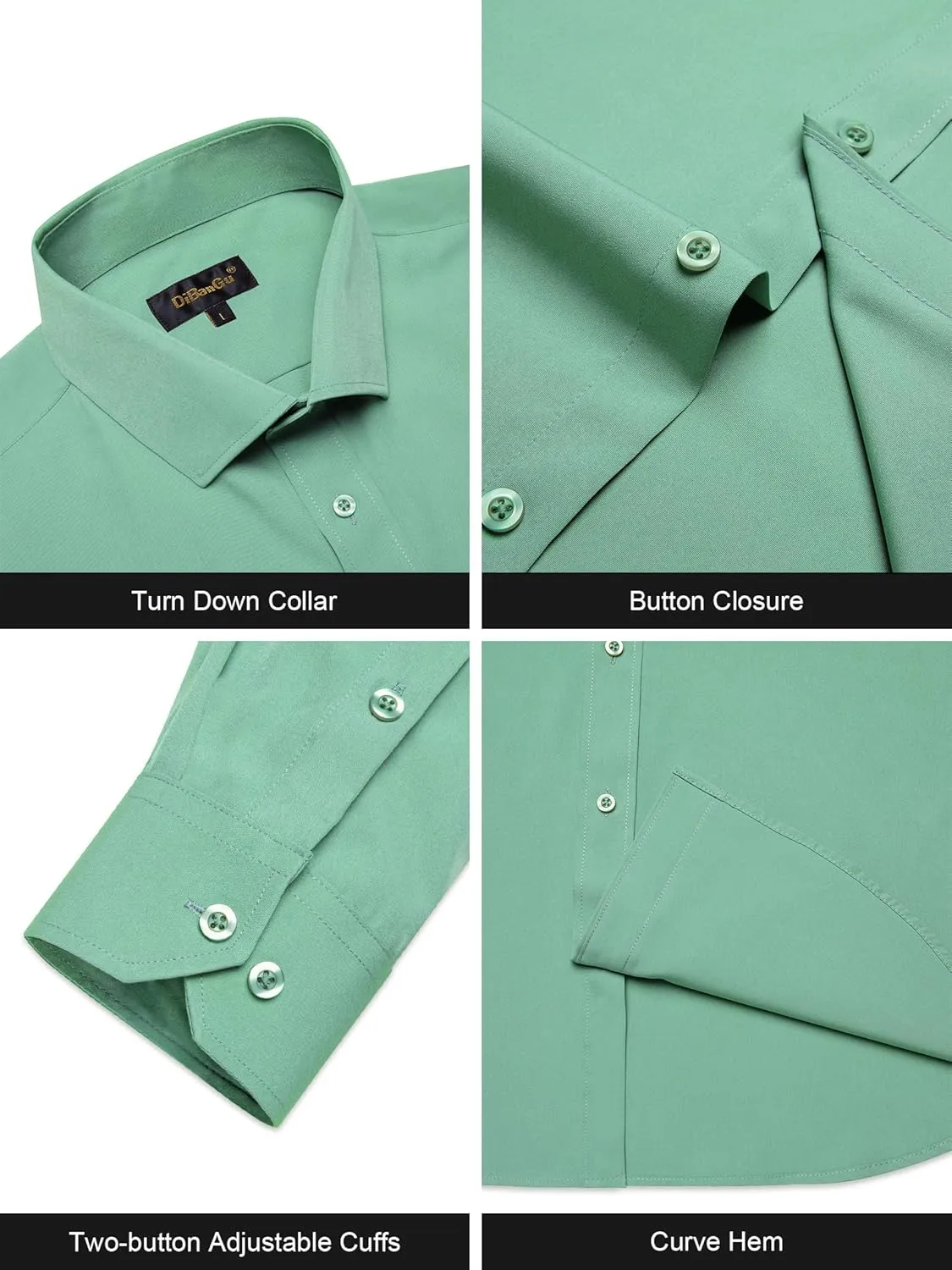 DiBanGu Men's Paisley Dress Shirts Long Sleeve Button Down Inner Contrast Casual Business Shirt with Collar Pin