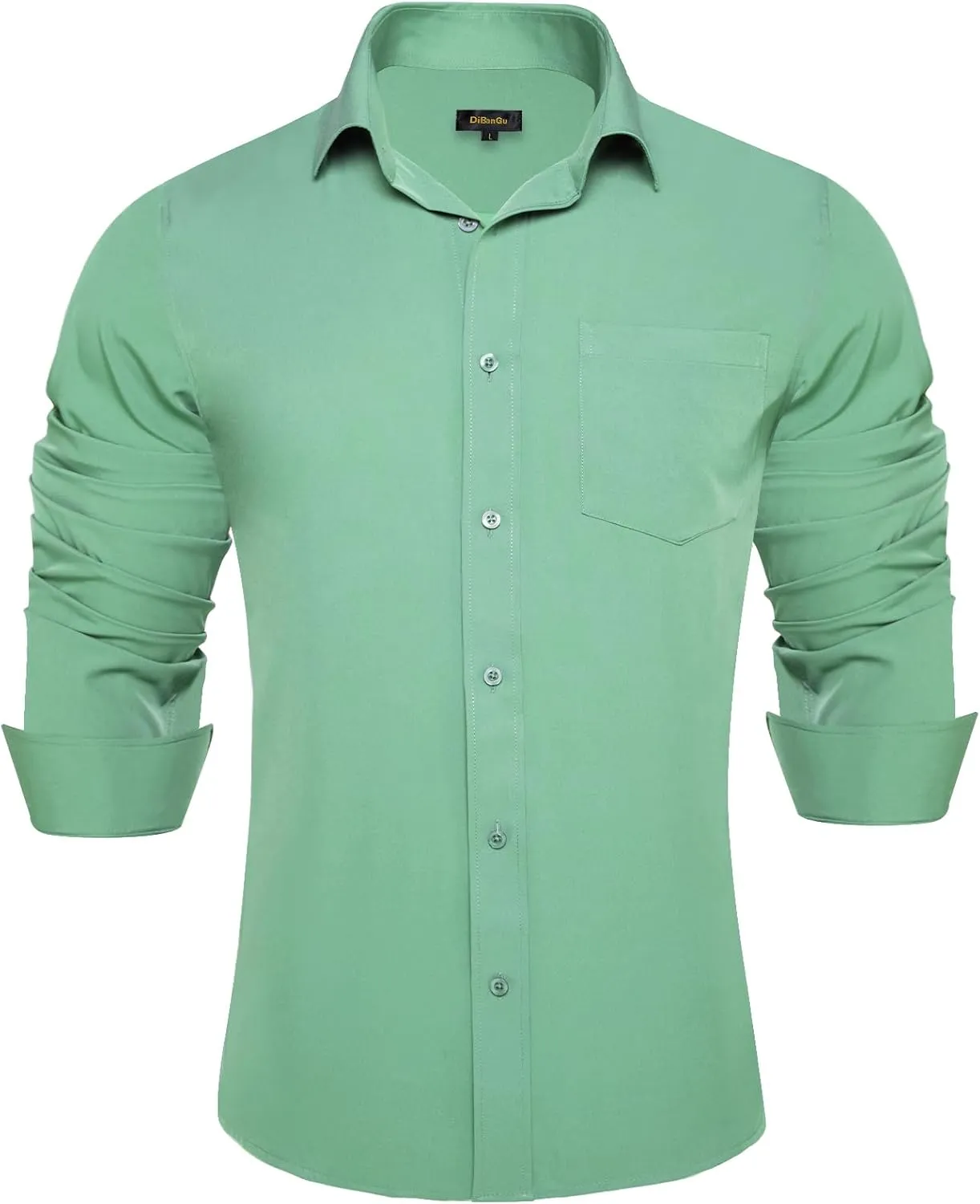 DiBanGu Men's Paisley Dress Shirts Long Sleeve Button Down Inner Contrast Casual Business Shirt with Collar Pin