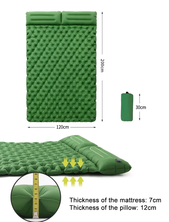 Double Camping Air Mattress Lightweight Inflatable Sleeping Pad   مرتبة هوائية &nbsp;مزدوجة للتخييم خفيفة الوزن قابلة للنفخ