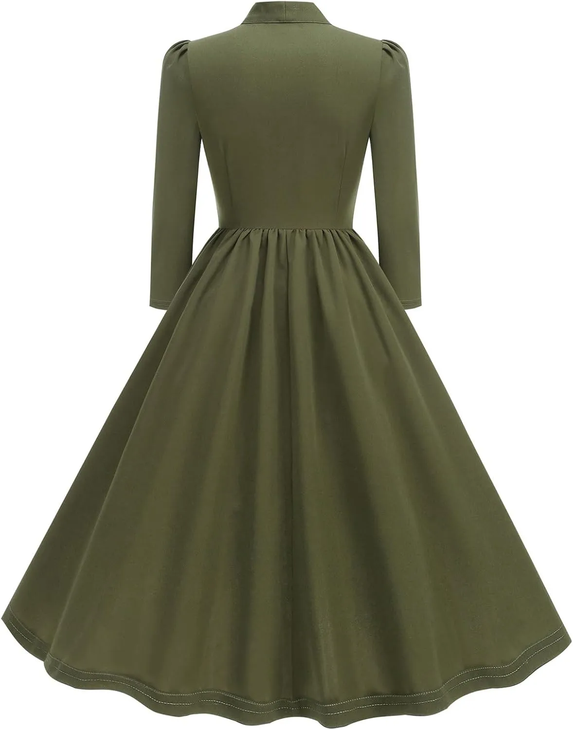 Dresses for Women 1950s Vintage Rockabilly Retro Long Puff Sleeve Midi Dress Cocktail Party Evening Prom Ball Gown