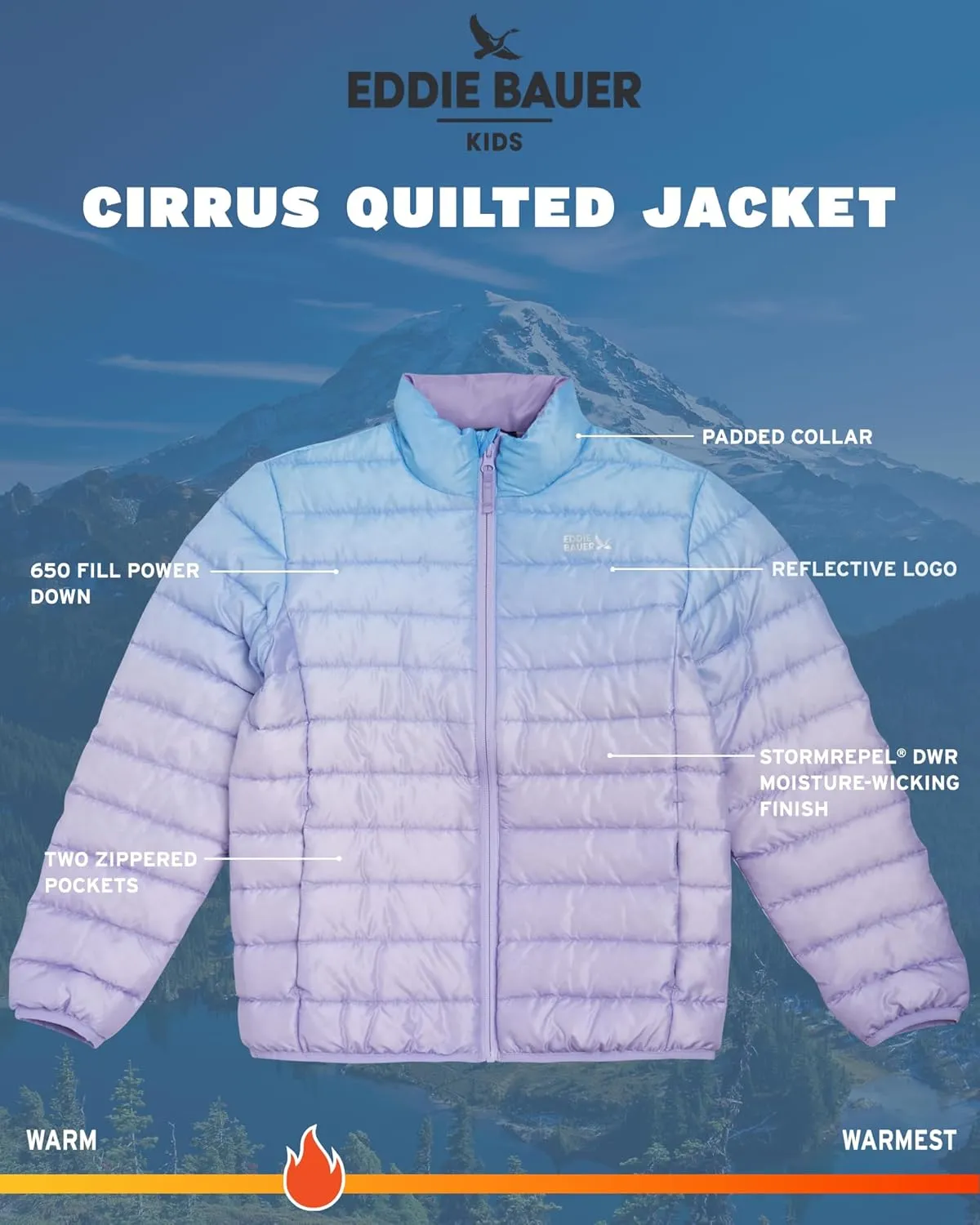 Eddie Bauer Kids' Jacket - CirrusLite Weather Resistant Down Coat for Boys and Girls- Insulated Quilted Bubble Puffer (5-20)