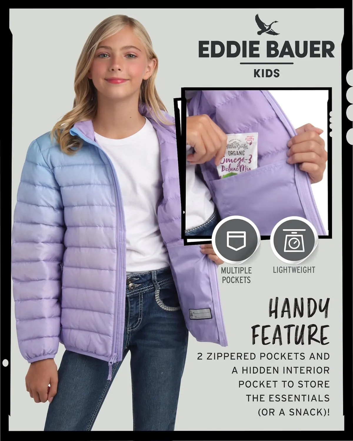 Eddie Bauer Kids' Jacket - CirrusLite Weather Resistant Down Coat for Boys and Girls- Insulated Quilted Bubble Puffer (5-20)