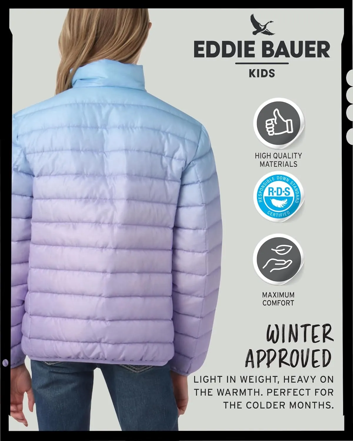 Eddie Bauer Kids' Jacket - CirrusLite Weather Resistant Down Coat for Boys and Girls- Insulated Quilted Bubble Puffer (5-20)