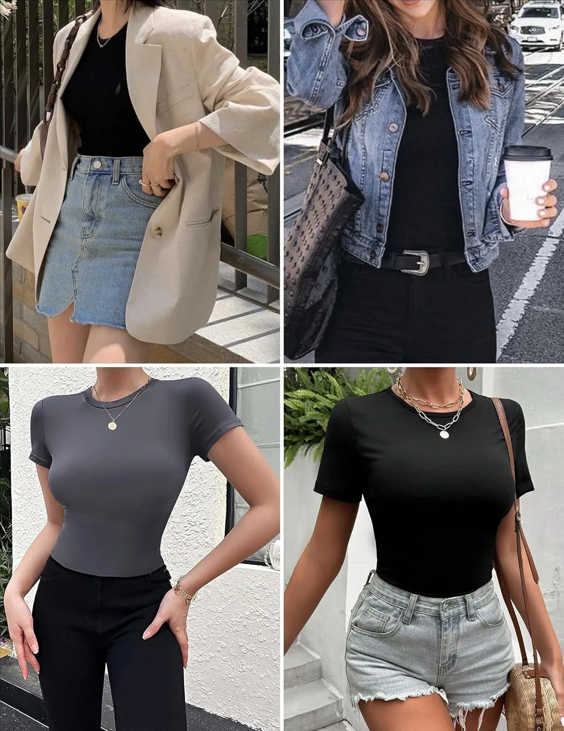 Ekouaer Womens Basic Tee Shirts 3 Pack Short Sleeve Crew Neck Thermal Underwear Tops Base Layer