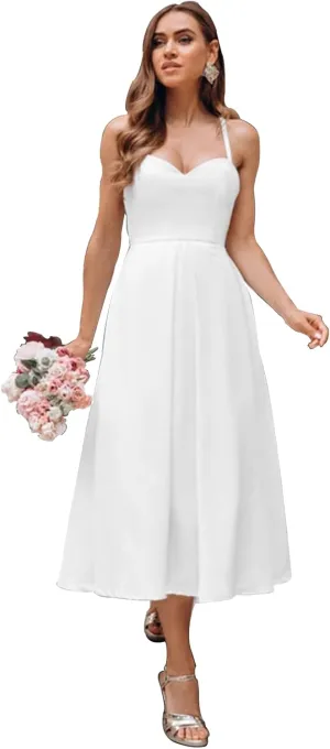 Elegant Off The Shoulder Short Wedding Dresses for Bride Modest Pleated Satin Mini Bridal Shower Dress for Women
