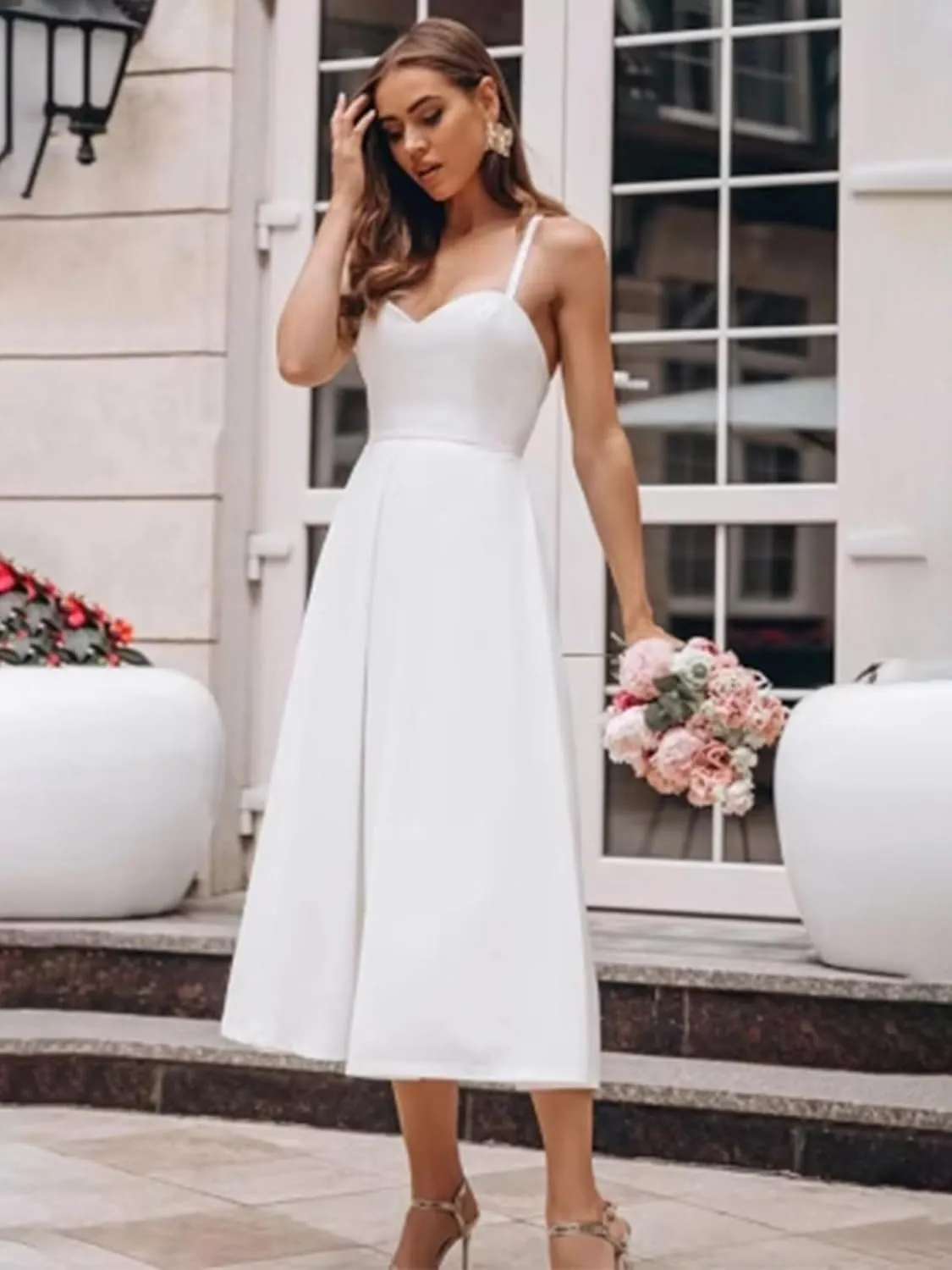 Elegant Off The Shoulder Short Wedding Dresses for Bride Modest Pleated Satin Mini Bridal Shower Dress for Women