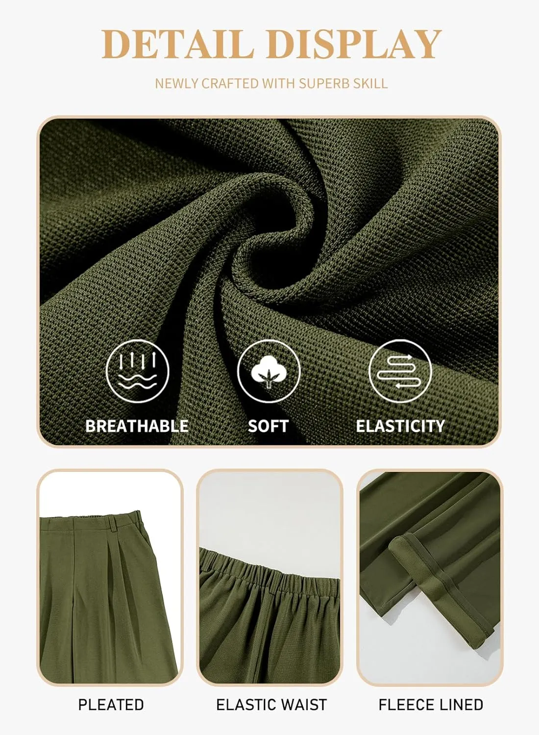 Eytino Womens Plus Size Wide Leg Dress Pants Elastic High Waisted Casual Waffle Palazzo Pants Trousers with Pockets(1X-5X)