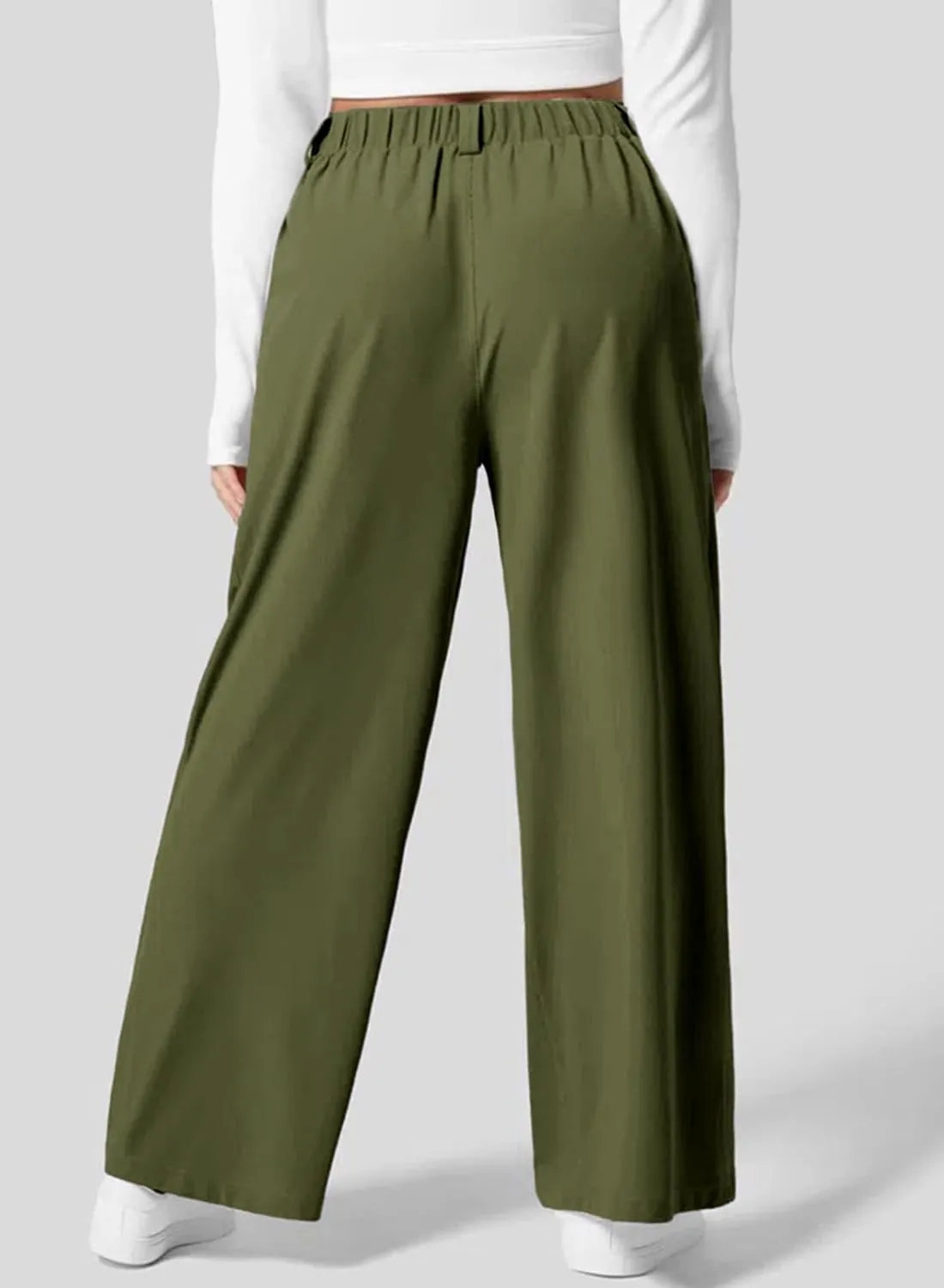 Eytino Womens Plus Size Wide Leg Dress Pants Elastic High Waisted Casual Waffle Palazzo Pants Trousers with Pockets(1X-5X)