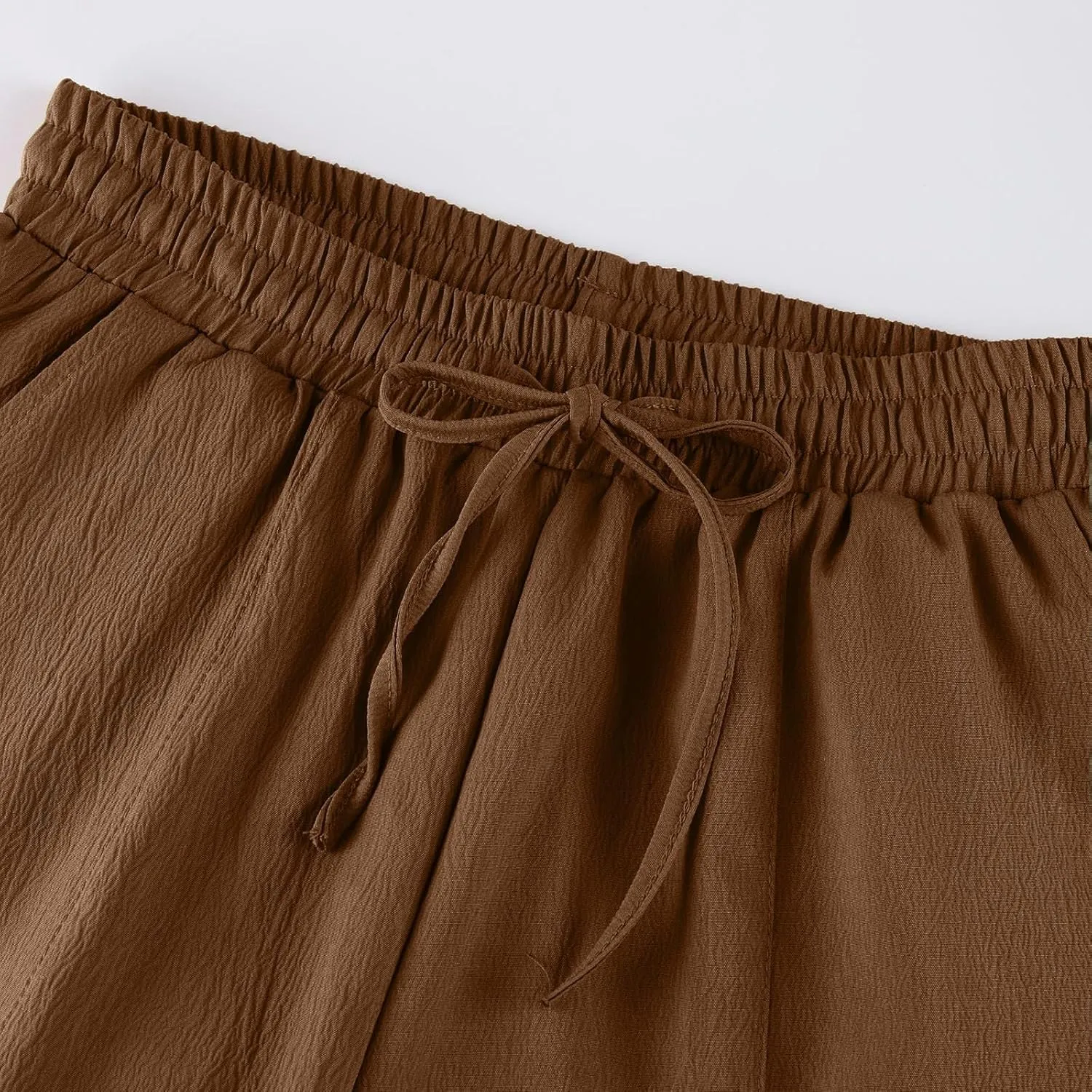 fanmpghleoo Linen Harem Pants Women with Pockets Drawstring Wide Leg Pirate Pants High Waisted Capri Joggers with Pockets