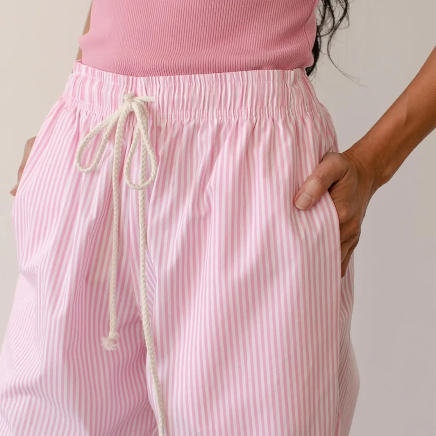 Faretumiya Women Y2k Striped Pants Elastic High Waist Wide Leg Pants Loose Lounge Bottoms Sweatpants Streetwear