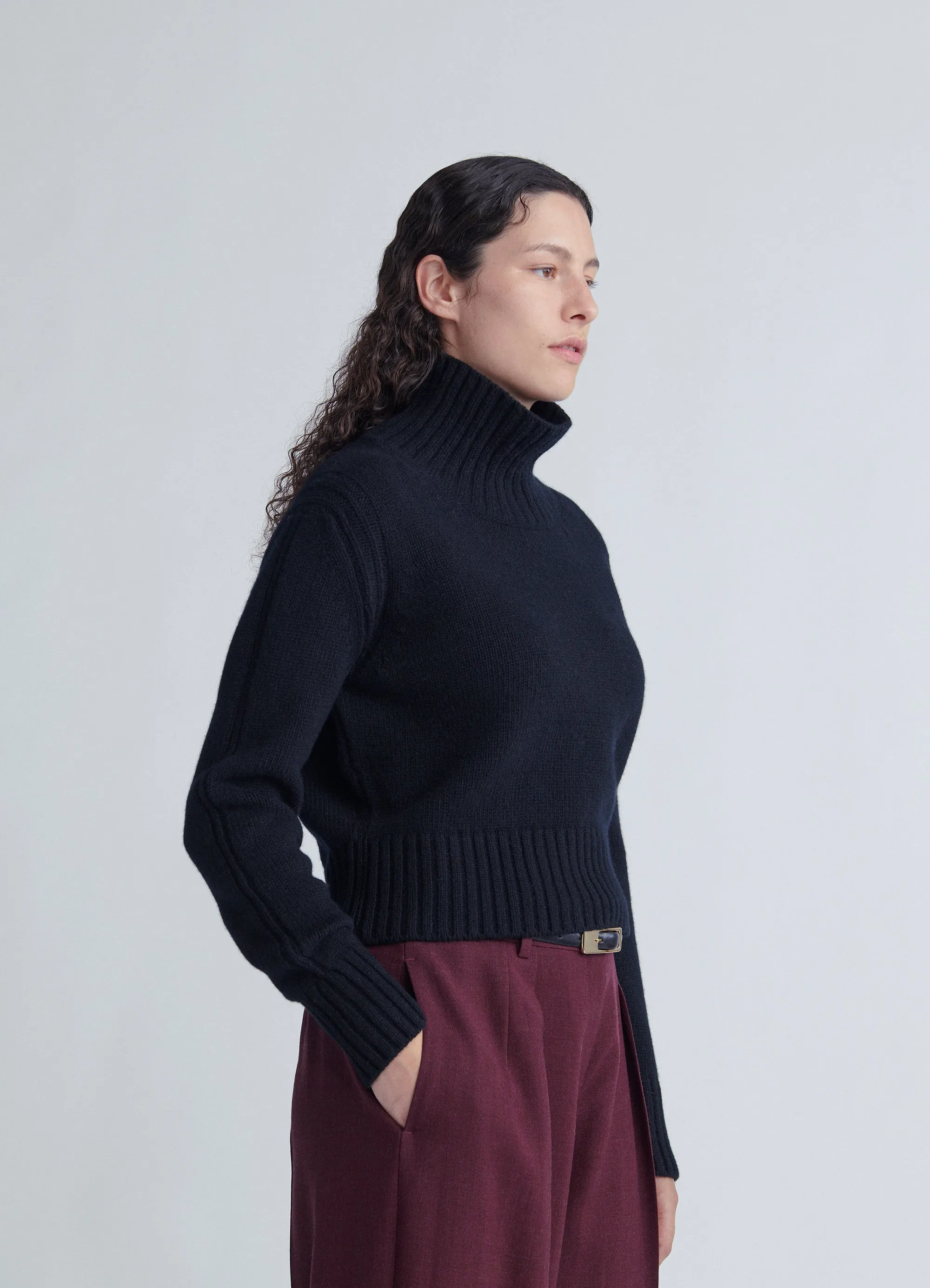 Fintra Crop High Neck in Black