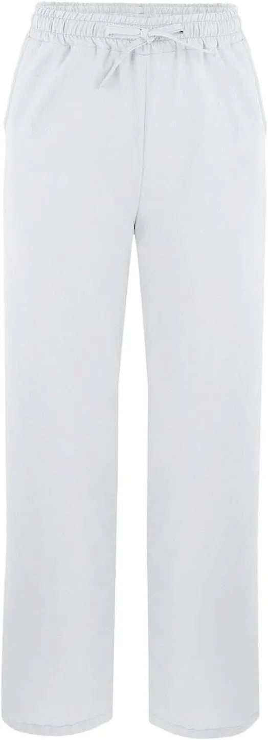 FZVYD Linen Pants for Women 2025 Summer High Waist Elastic Straight Leg Lounge Pant Casual Loose Lightweight Beach Trousers