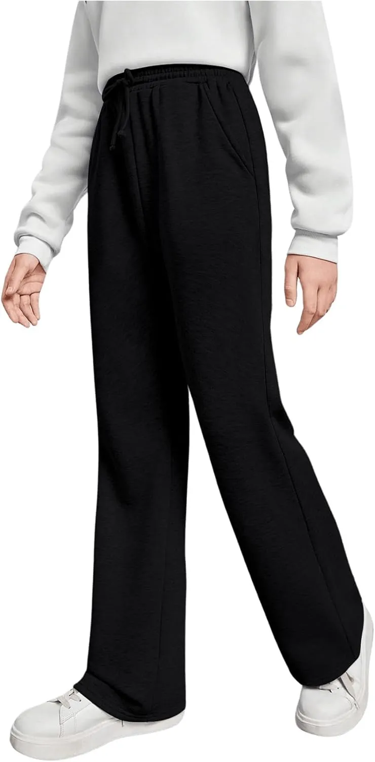 Girl's Jogger Sweatpants High Waist Wide Leg Baggy Pants Casual Gym Workout Pants