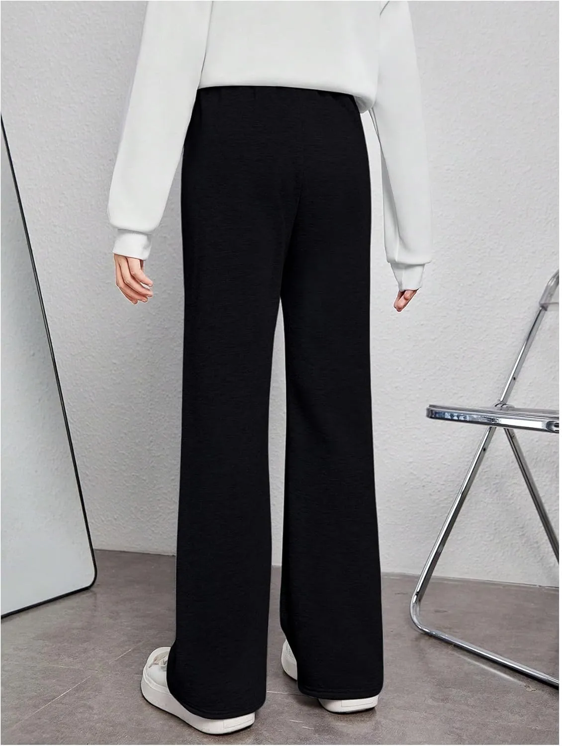 Girl's Jogger Sweatpants High Waist Wide Leg Baggy Pants Casual Gym Workout Pants