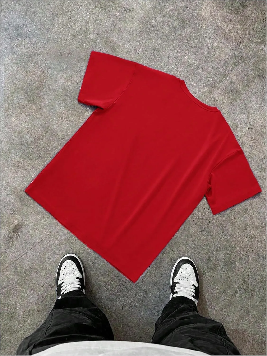 GORGLITTER Men's Oversized Tshirts Y2k Graphic Print Short Sleeve Crew Neck Drop Shoulder Tee Top