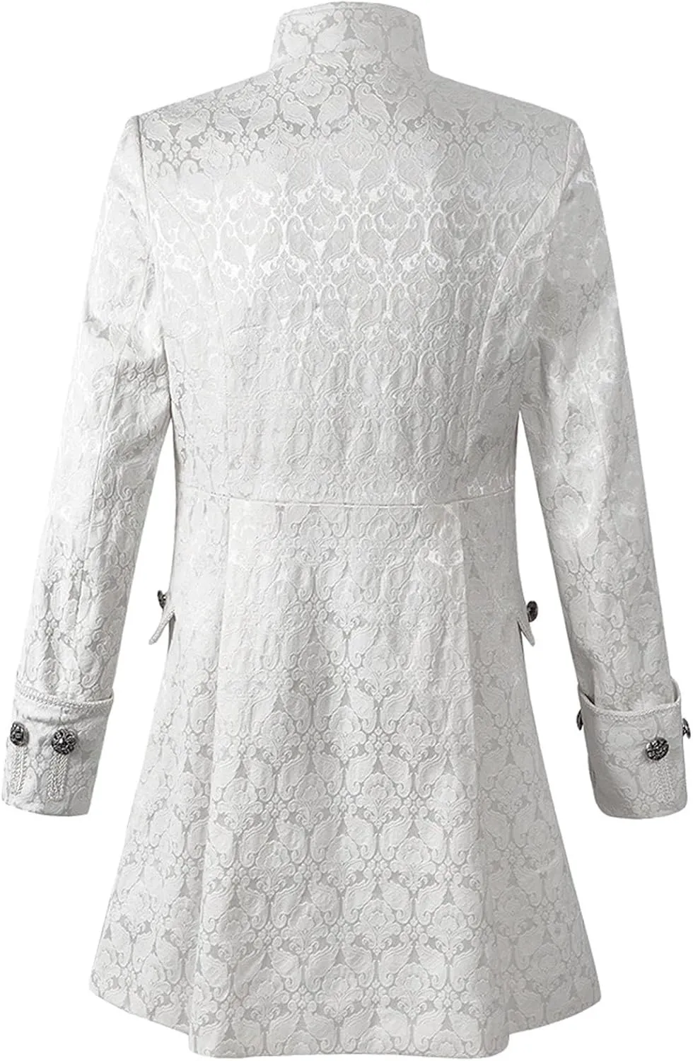Gothic Embroidery Jacket for Men Steampunk Overcoat Double-Breasted Outwear Vintage Trench Coat Halloween Costume