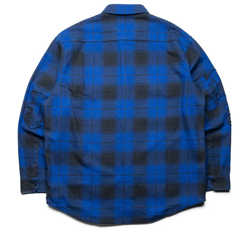 Gothic P Flannel Shirt (Black/Blue) - P331-PFMB125