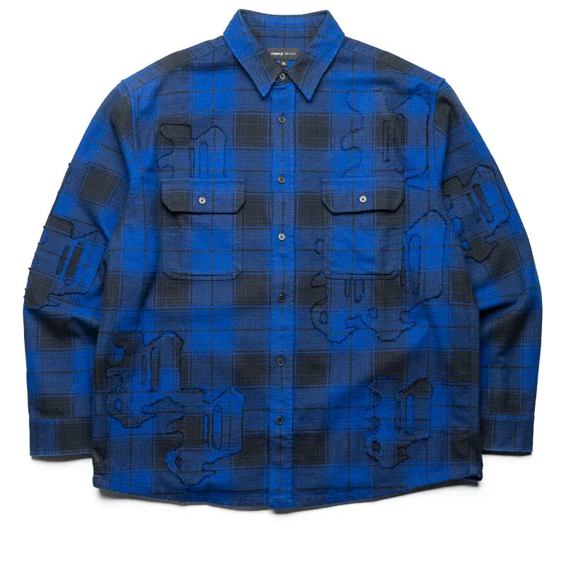 Gothic P Flannel Shirt (Black/Blue) - P331-PFMB125