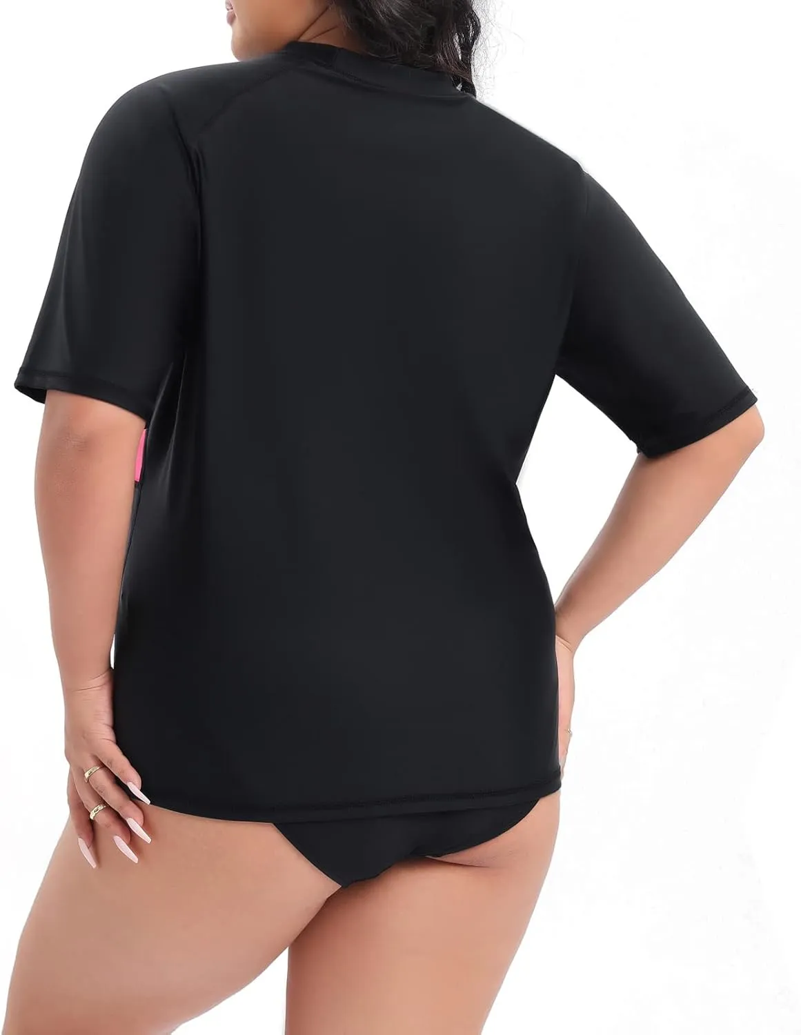 Halcurt Women's Plus Size Short Sleeve Rash Guard Swim Shirts Top Only Loose Fit Swim Tee UPF50  Swimsuit