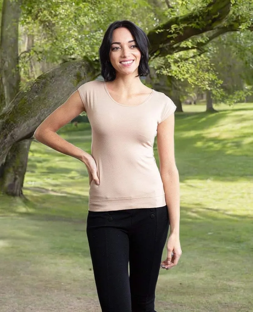 HALFTEE Full Length Cap Sleeve Layering Tee | Layering Top for Women & Teens | XS-3X