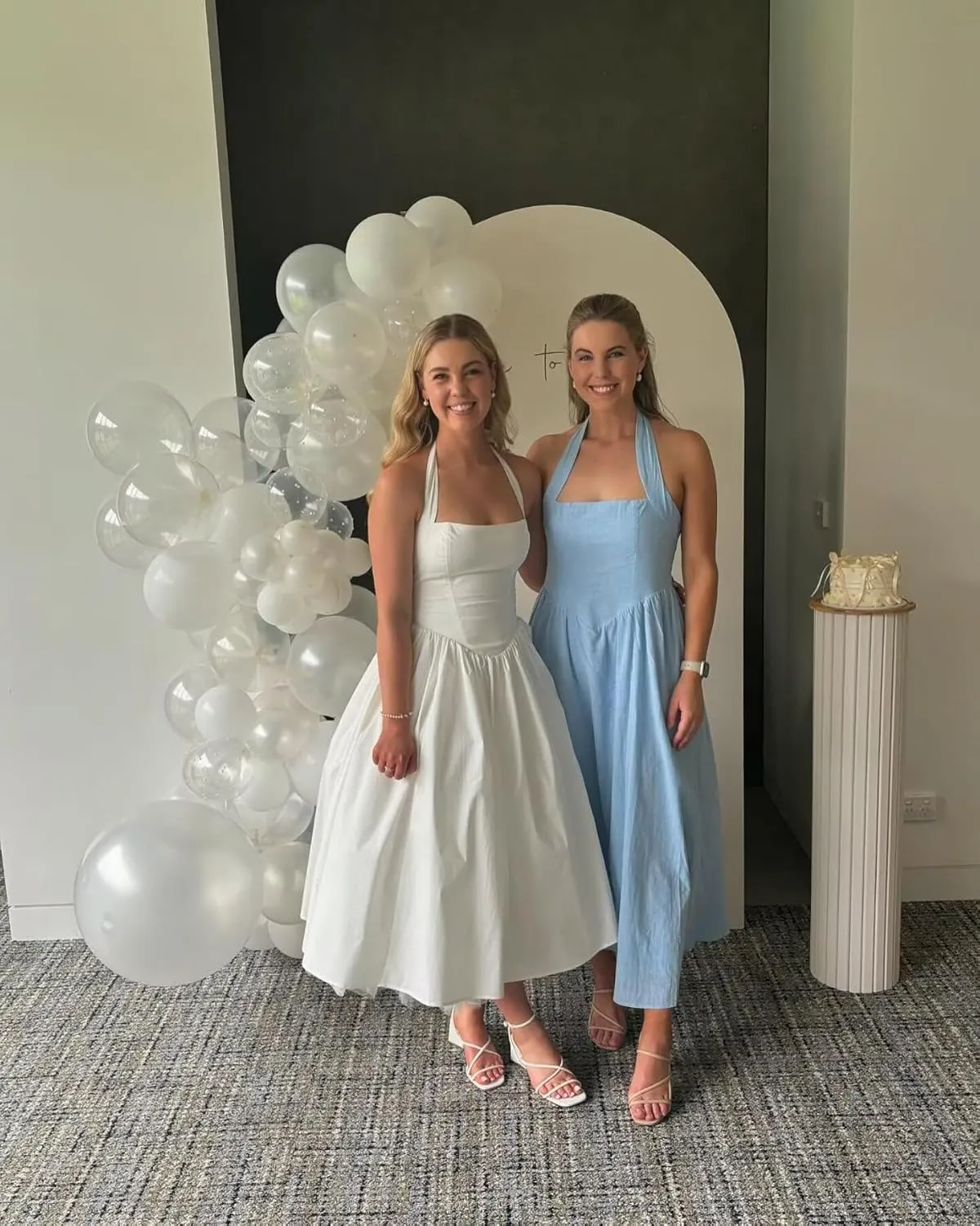 Halter Satin Prom Dress with Pockets Aline Midi Formal Wedding Guest Dresses Drop Waist Flowy Ball Gowns