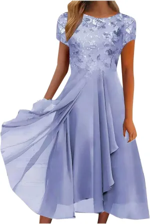 HGps8w Mother of The Groom Dresses for Wedding Half Sleeves Lace Appliques High Low Chiffon Scoop Neck Formal Evening Dress