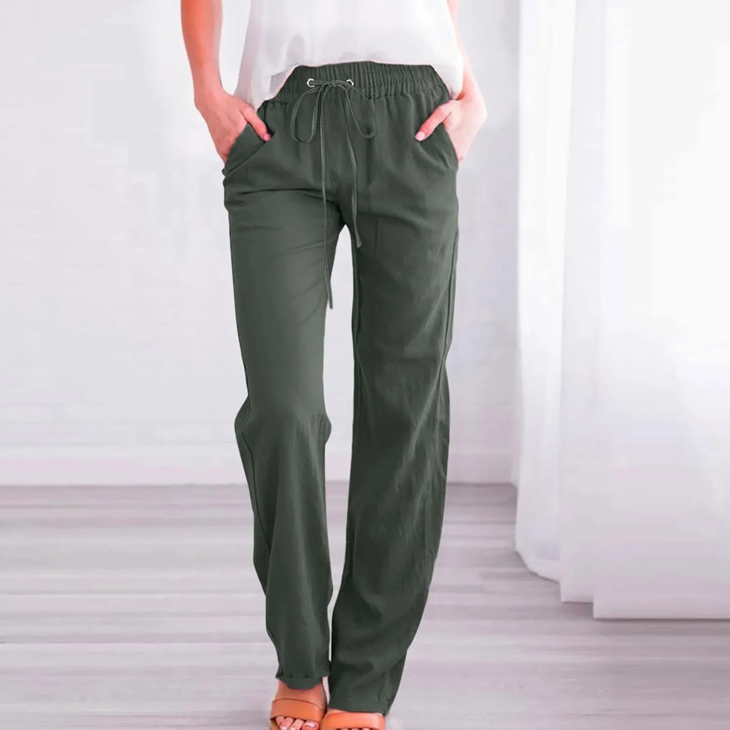 High Waisted Work Pants for Women Winter Elegantes Work Thermal with Pockets High Waisted Straight Leg
