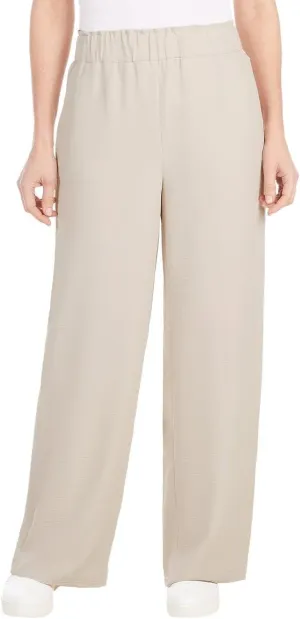 Hilary Radley Women's Wide Leg Crinkle Pants with Elasticwaistband