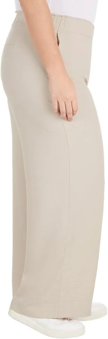 Hilary Radley Women's Wide Leg Crinkle Pants with Elasticwaistband