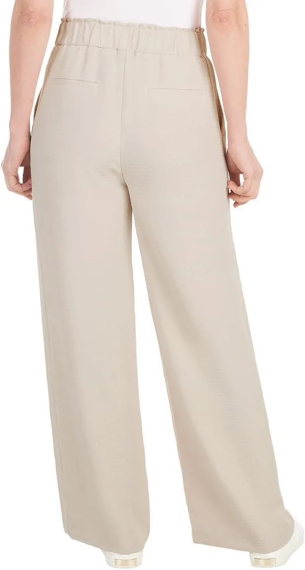 Hilary Radley Women's Wide Leg Crinkle Pants with Elasticwaistband