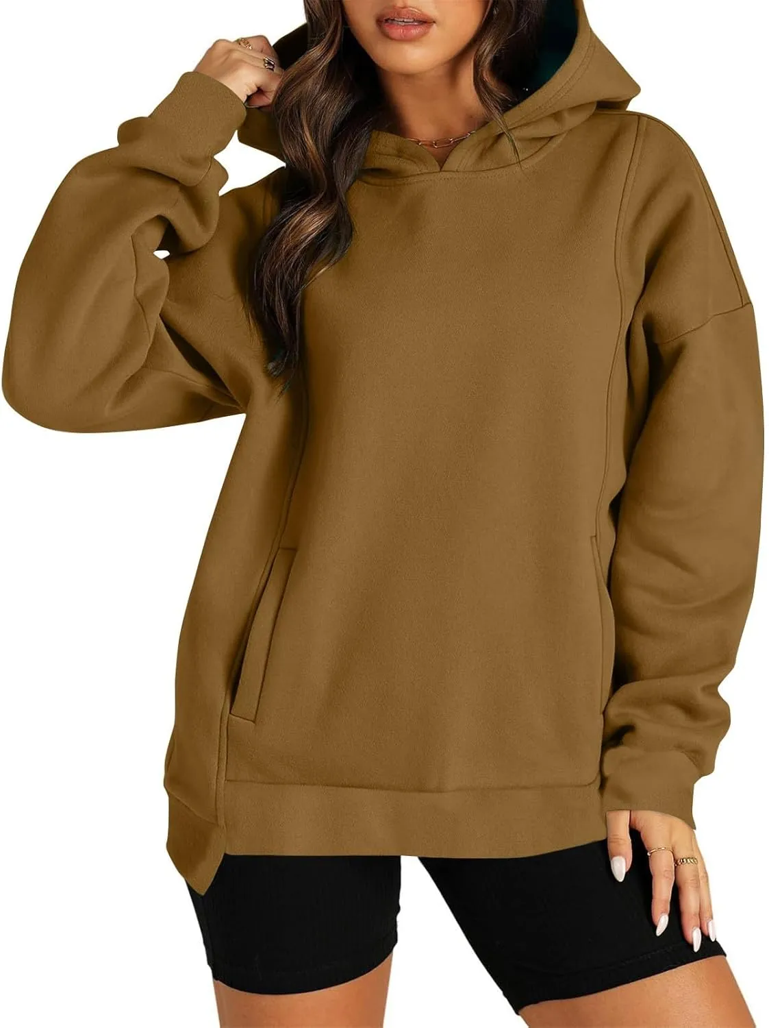 Hoodies for Women Winter Loose Comfy Fleece Oversized Sweatshirt Long Sleeve Drop Shoulder Fleece Pullover Sweaters