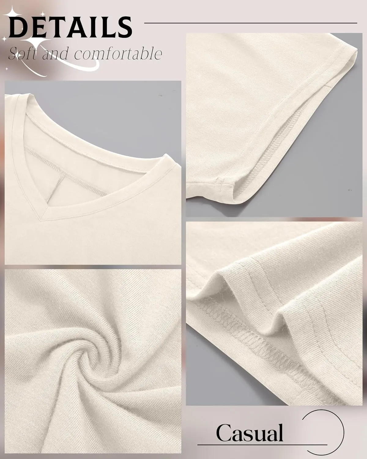 Huukeay 3 Pack Oversized T Shirts for Women Short Sleeve Crop Tops V Neck Irregular Hem Baggy Cropped Tees