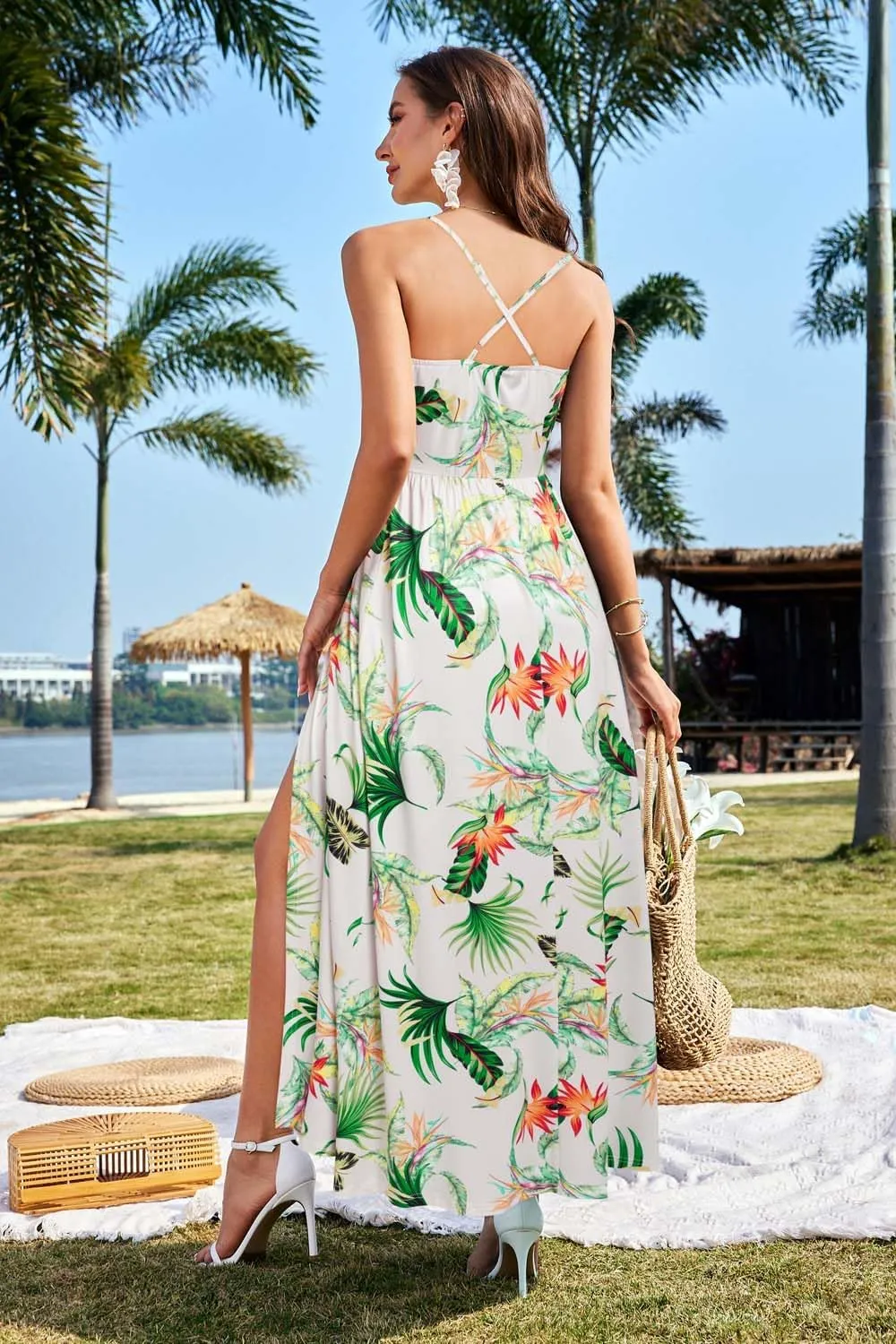 II ININ Women's 2025 Maxi Sundresses Summer Beach Long Wrap V-Neck Floral/Solid Casual Dress for Women