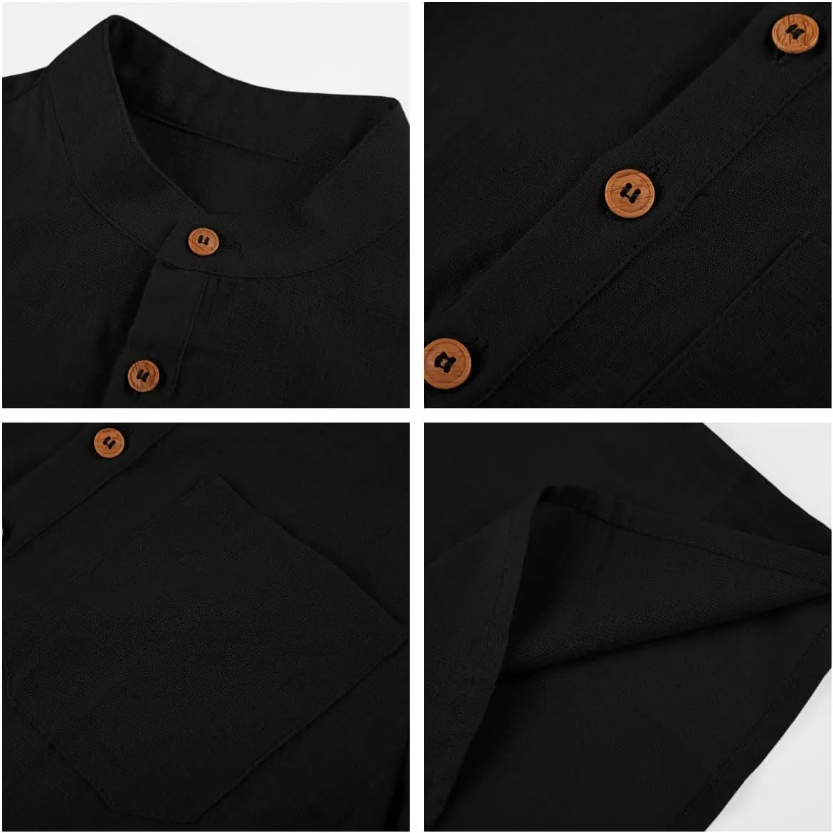Inorin Boys Button Up Henley Shirt Short Sleeve Lightweight Summer Linen Cotton Dress Shirts Tees Tops with One Pocket