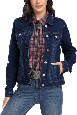 J.Corrine Women's Stretchy Denim Jacket Long Sleeve Vintage Basic Trendy Button Up Trucker Jean Jackets