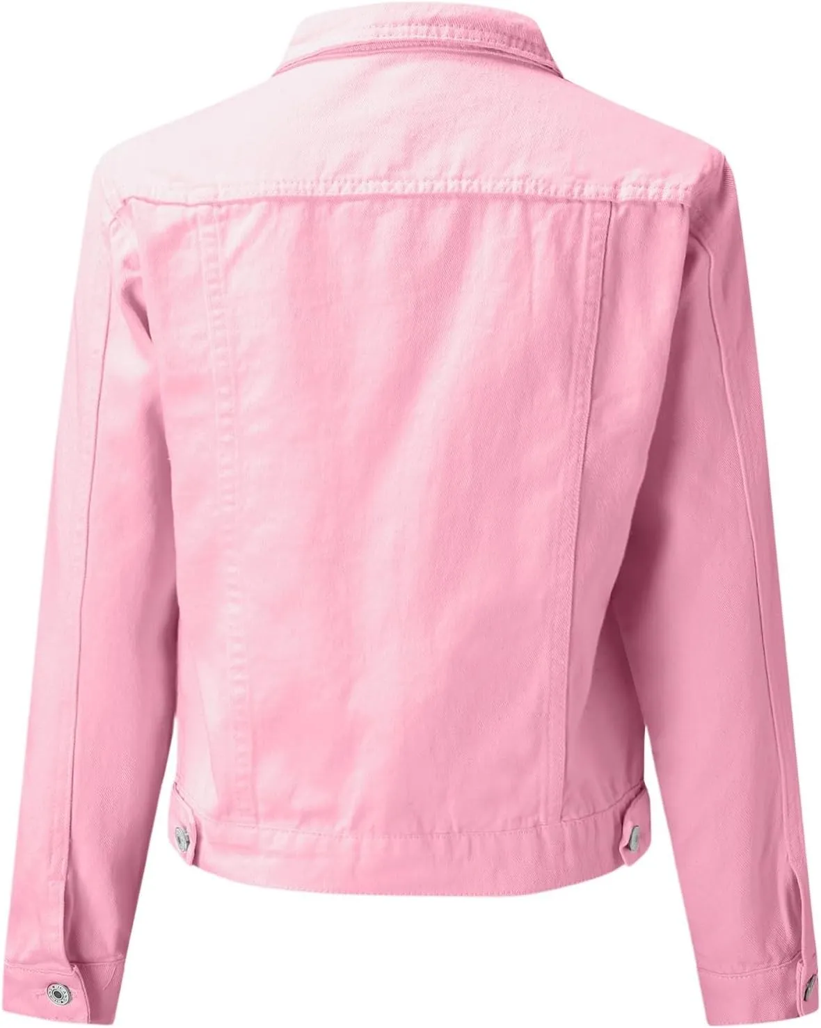 Jean Jacket Women Trendy Lapel Button Down Long Sleeve Cropped Denim Top Slim Fit Casual Candy Color Plus Size Blazer