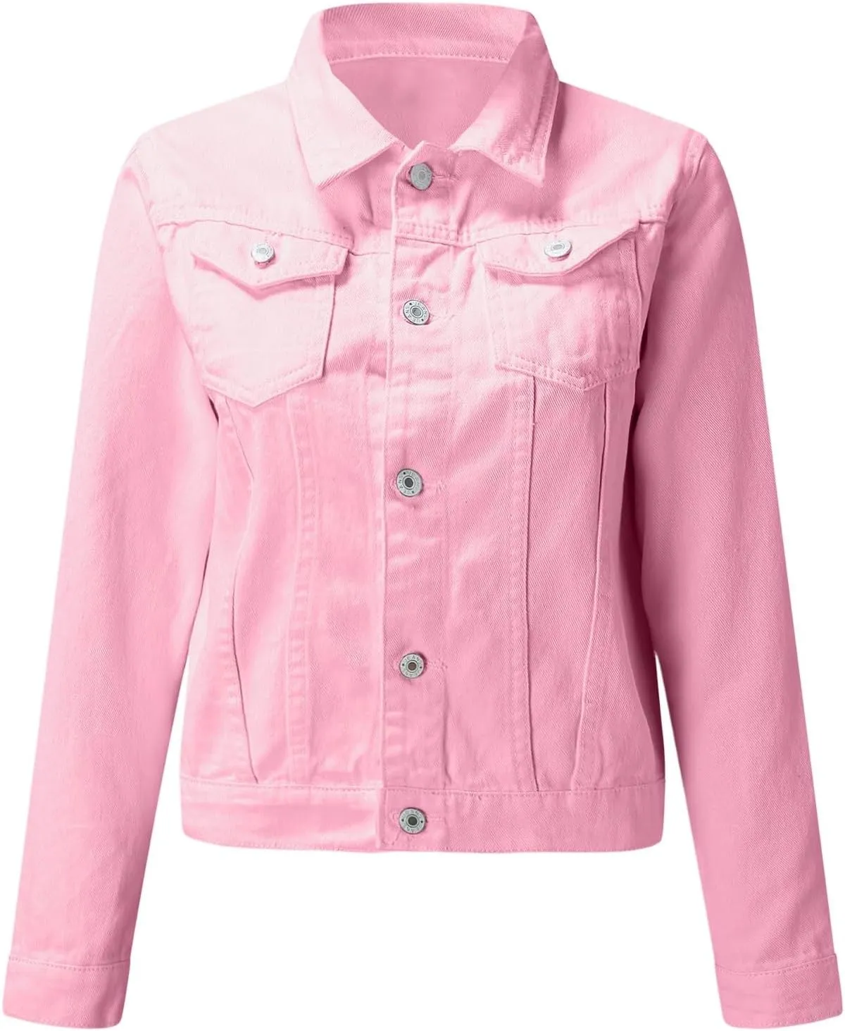 Jean Jacket Women Trendy Lapel Button Down Long Sleeve Cropped Denim Top Slim Fit Casual Candy Color Plus Size Blazer