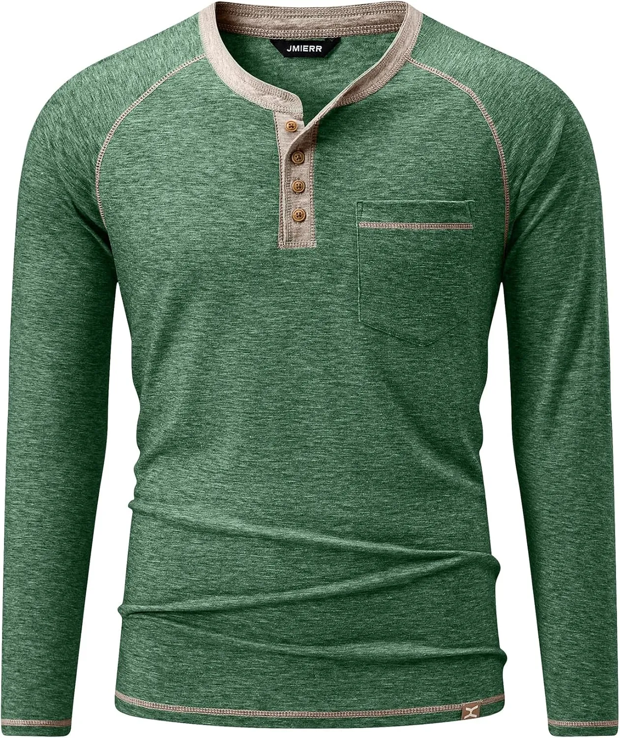 JMIERR Men's Henley Long/Short Sleeve T-Shirt Stretch Cotton Casual Pullover Tee Shirts with Pockets