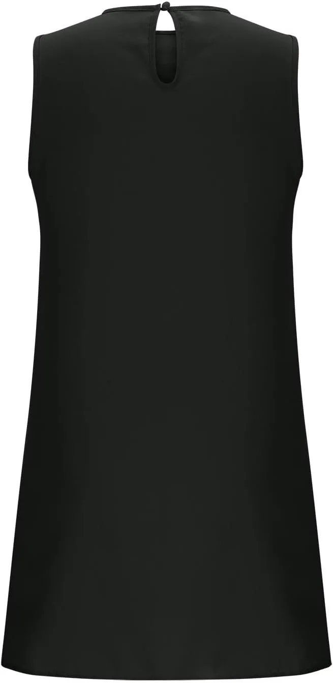 JOAU Summer Dresses for Women 2025 Crew Neck Sleeveless Keyhole Back Beach Sundress Casual Flowy Ruffle Hem Mini Tank Dress