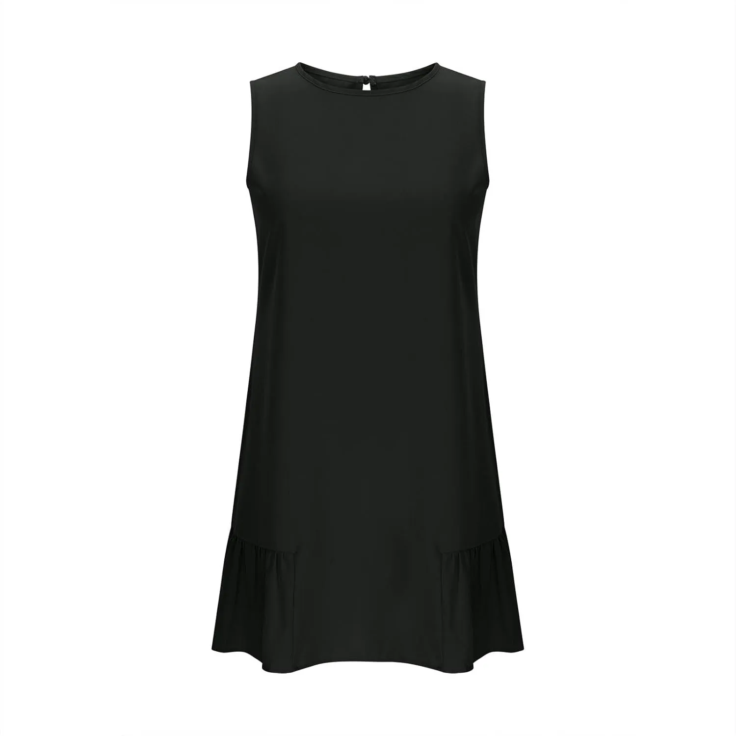 JOAU Summer Dresses for Women 2025 Crew Neck Sleeveless Keyhole Back Beach Sundress Casual Flowy Ruffle Hem Mini Tank Dress