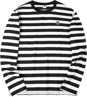 KESIHAN Men's Casual Striped Shirts Crewneck Long Sleeve Basic T-Shirt Basic Daily Work Stripe Tee Tops