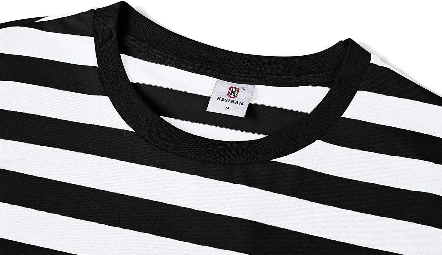 KESIHAN Men's Casual Striped Shirts Crewneck Long Sleeve Basic T-Shirt Basic Daily Work Stripe Tee Tops