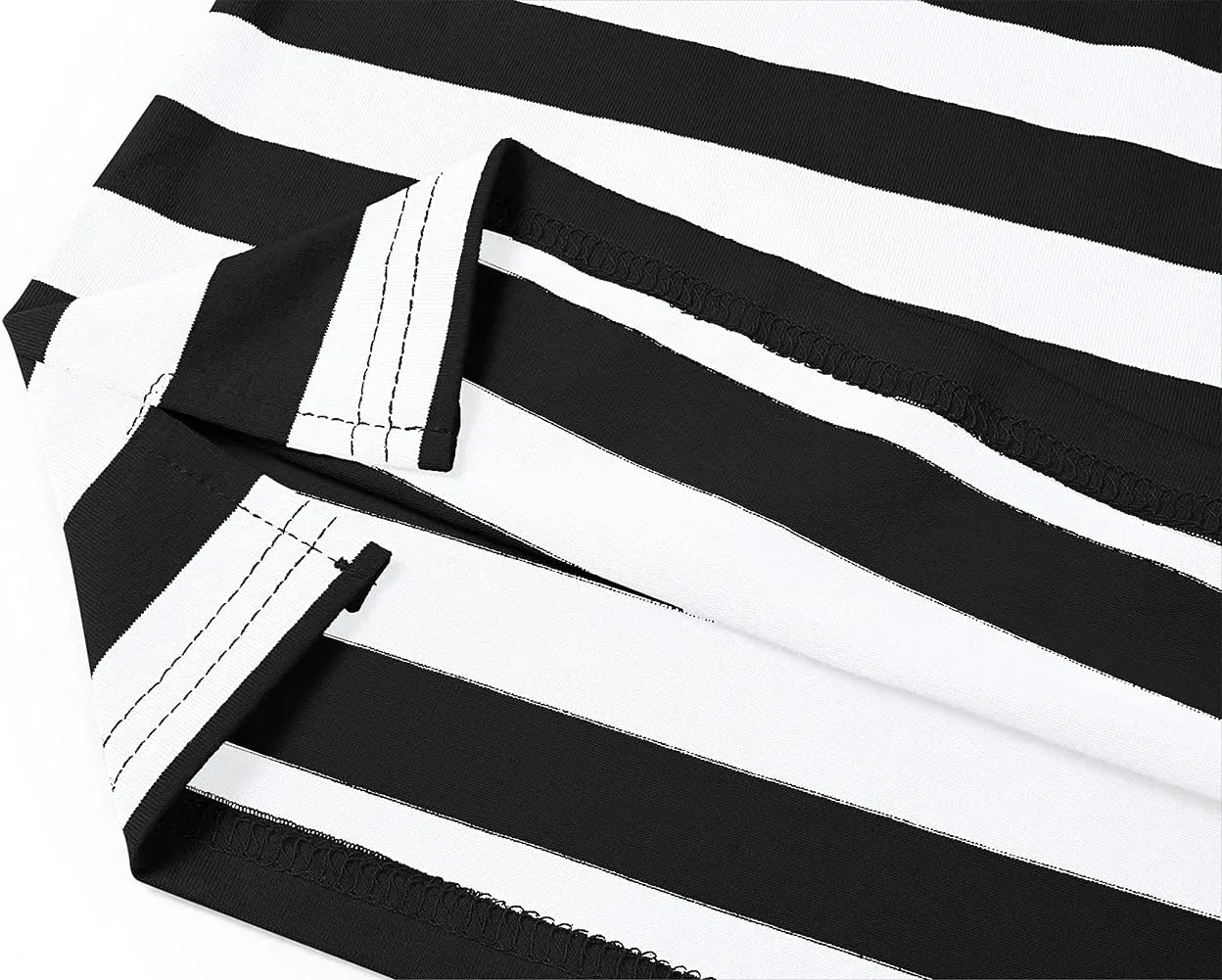 KESIHAN Men's Casual Striped Shirts Crewneck Long Sleeve Basic T-Shirt Basic Daily Work Stripe Tee Tops