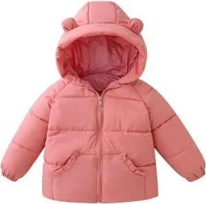 Kids Toddler Baby Girls Winter Warm Thick Solid Cotton Long Sleeve Padded Jacket Coat Clothes Girls Winter Coat