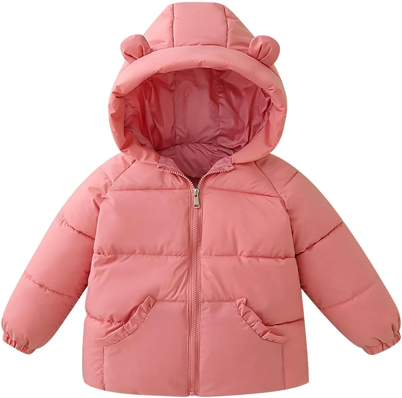 Kids Toddler Baby Girls Winter Warm Thick Solid Cotton Long Sleeve Padded Jacket Coat Clothes Girls Winter Coat