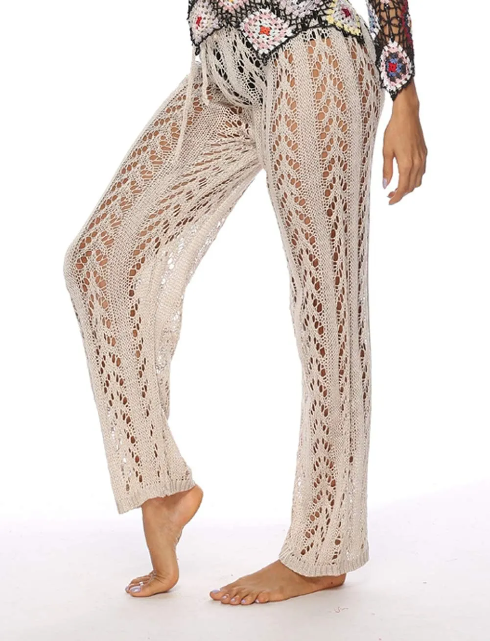 Kistore Womens Crochet Net Hollow Out Beach Pants Sexy Swimsuit Cover Up Pants