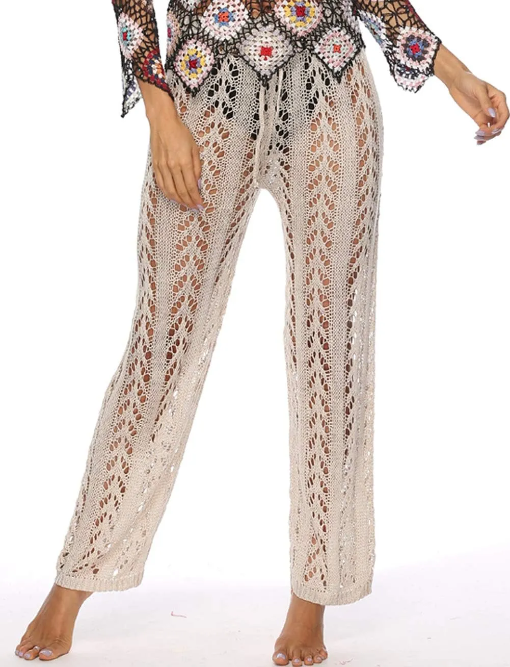 Kistore Womens Crochet Net Hollow Out Beach Pants Sexy Swimsuit Cover Up Pants