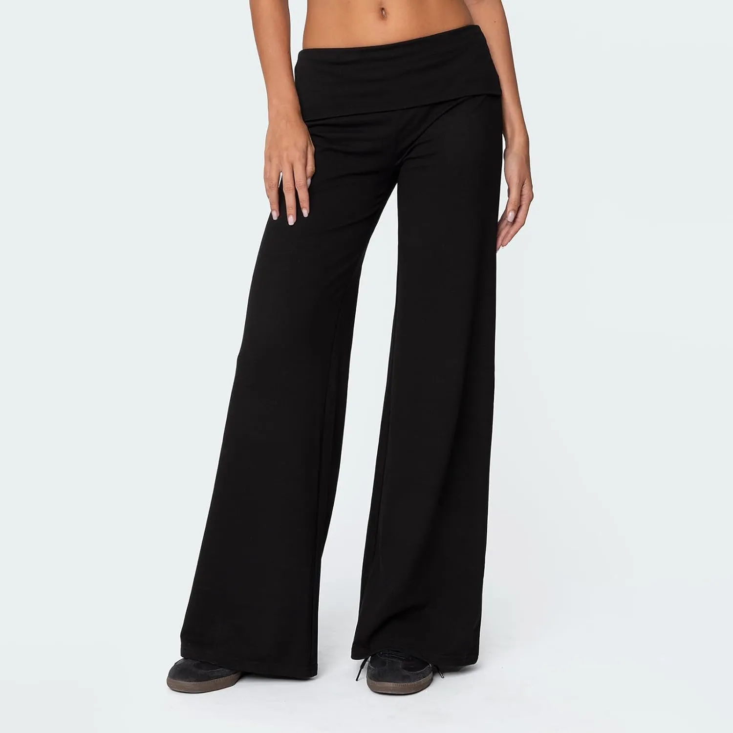 KMBANGI Women Skinny Pants Fold Over Bootcut Stretchy Yoga Flare Leggings Long Y2k Joggers Sweatpants Lounge Streetwear