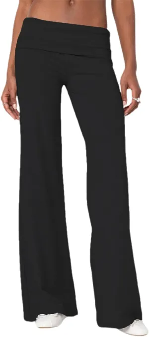 KMBANGI Women Skinny Pants Fold Over Bootcut Stretchy Yoga Flare Leggings Long Y2k Joggers Sweatpants Lounge Streetwear