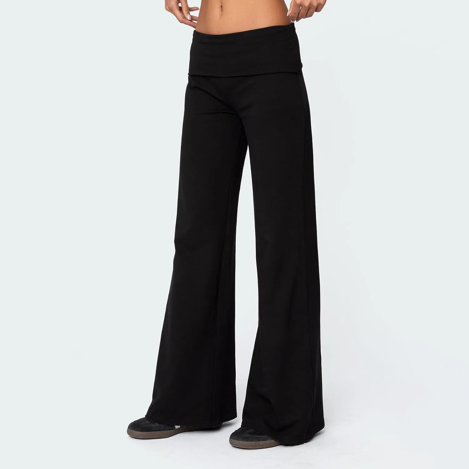 KMBANGI Women Skinny Pants Fold Over Bootcut Stretchy Yoga Flare Leggings Long Y2k Joggers Sweatpants Lounge Streetwear